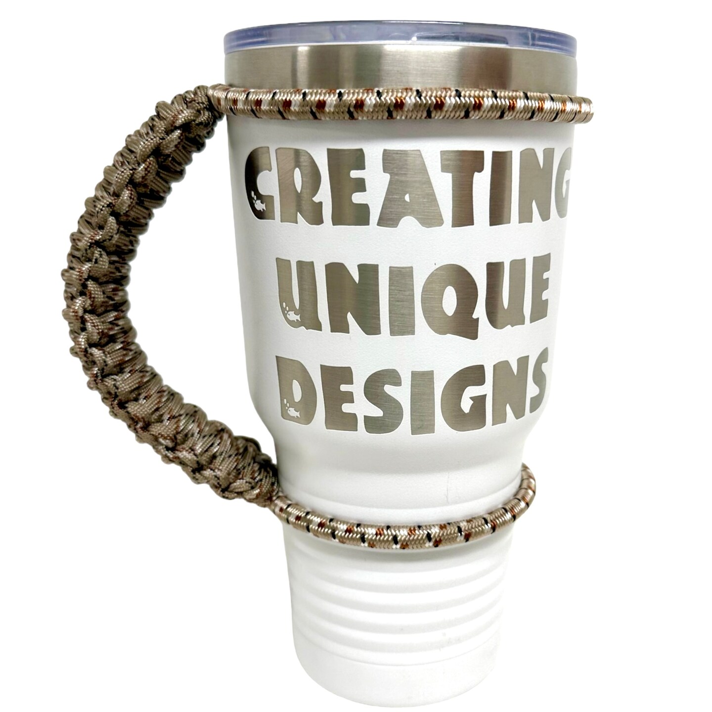 Handcrafted Paracord Tumbler Handle, Custom Colors, Mug Handle