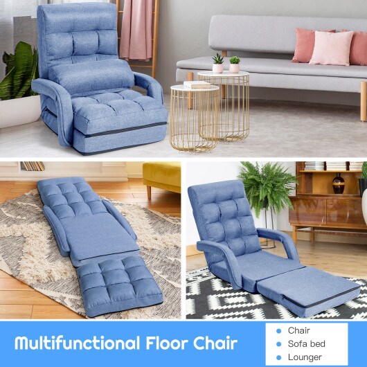 Folding Floor Massage Chair Lazy Sofa with Armrests Pillow