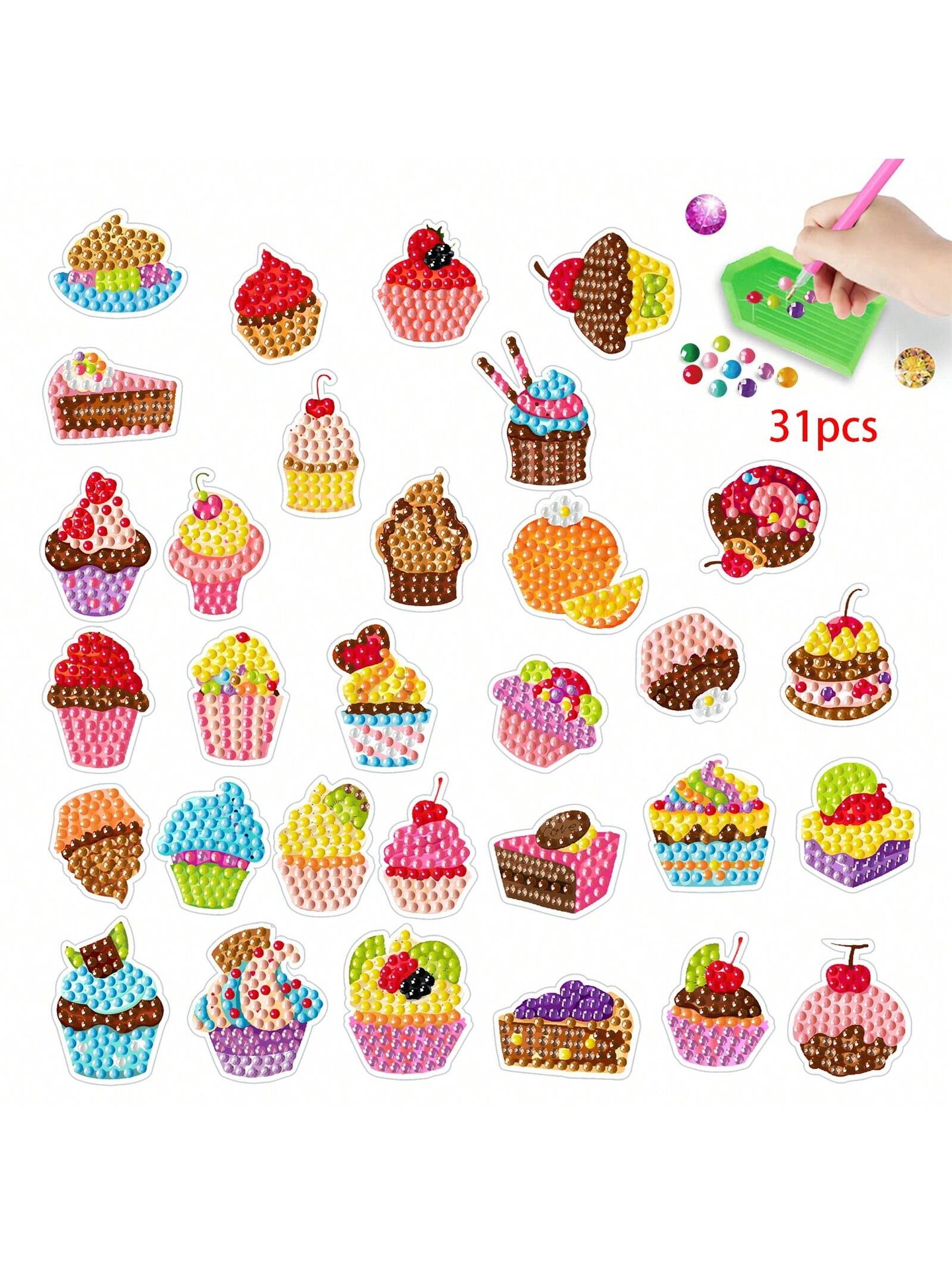 31Pcs Cake, Diamond Painting Stickers Kits for Kids 5D Gem Paint by Numbers  for Adult Beginners Diamond Arts for Boys and Girls Ages 6 7 8-12 DIY  Birthday, Christmas, Thanksgiving Day, New