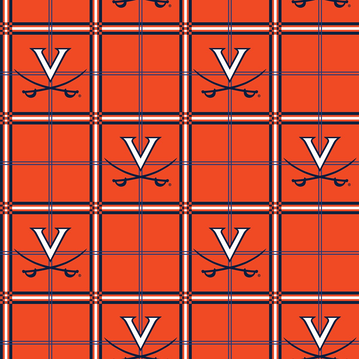 Sykel Enterprises-University of Virginia Flannel Fabric-Virginia Cavaliers Plaid Cotton Flannel Fabric