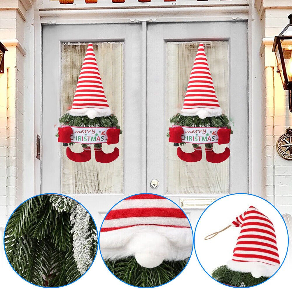 Creative Hanging Christmas Wreath Santa Gnome Decor