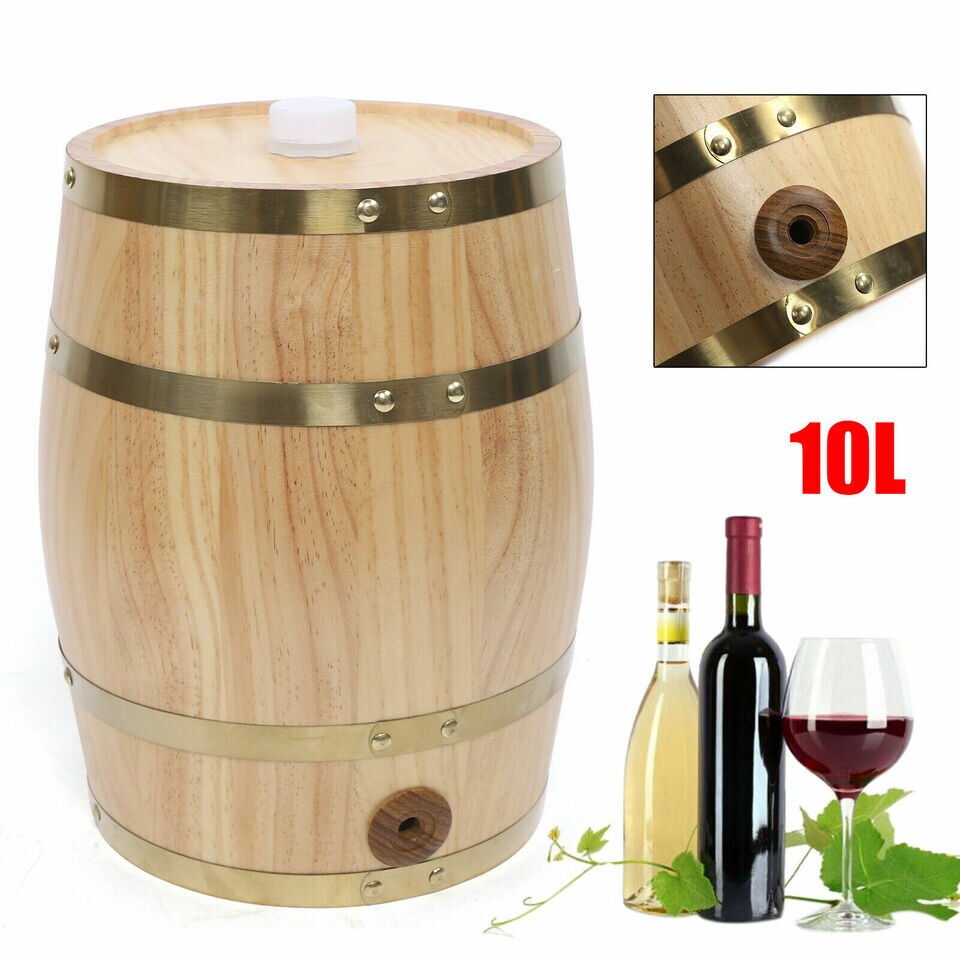 Kitcheniva 10L Pine Barrel Cask Wooden Storage Dispenser