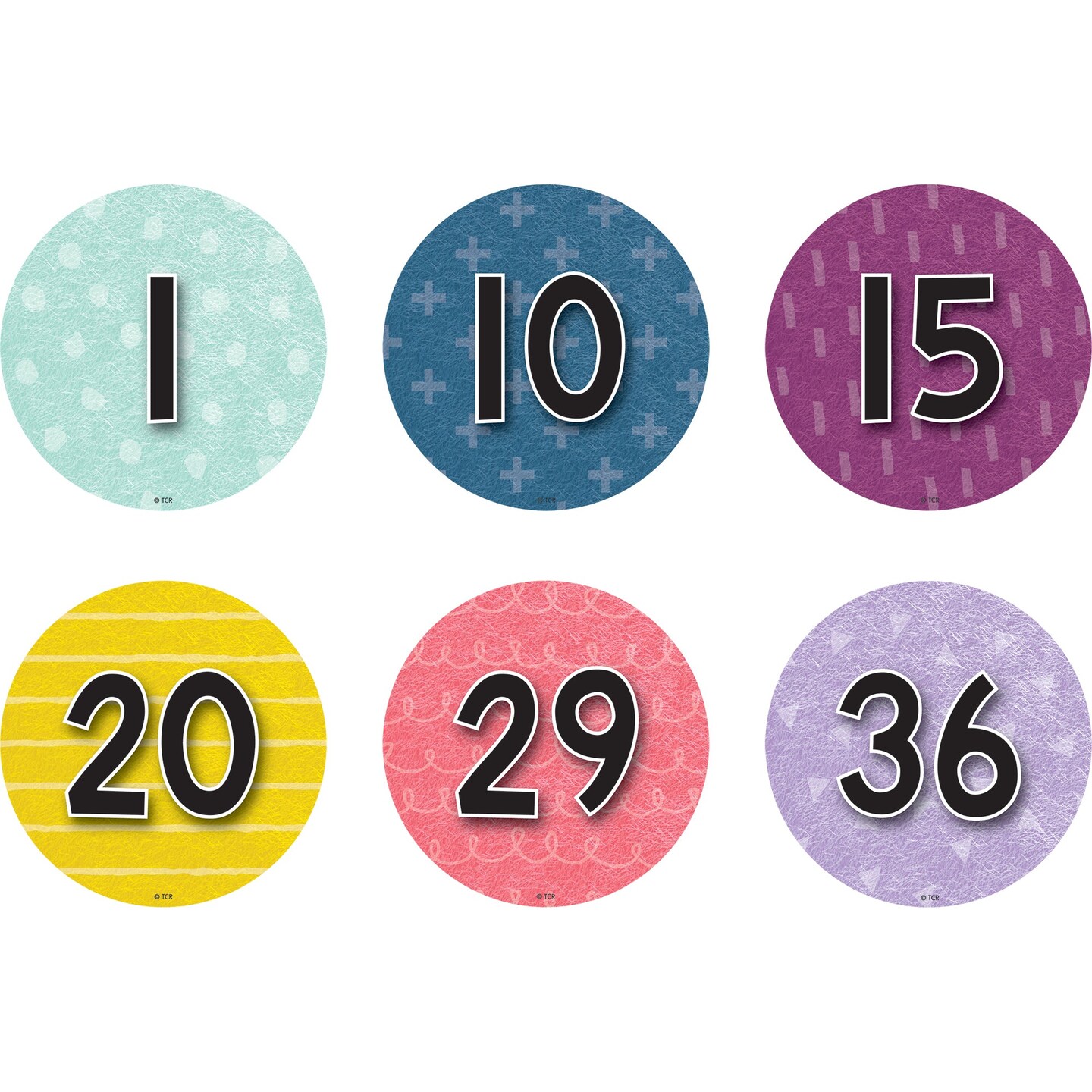 Spot On Floor Markers Oh Happy Day Numbers 1-36, 4&#x22;, Pack of 36