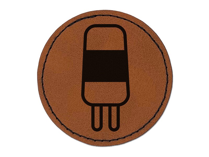 Layered Ice Cream Bar Frozen Treat Popsicle Round Iron-On Engraved Faux Leather Patch Applique - 2.5&#x22;