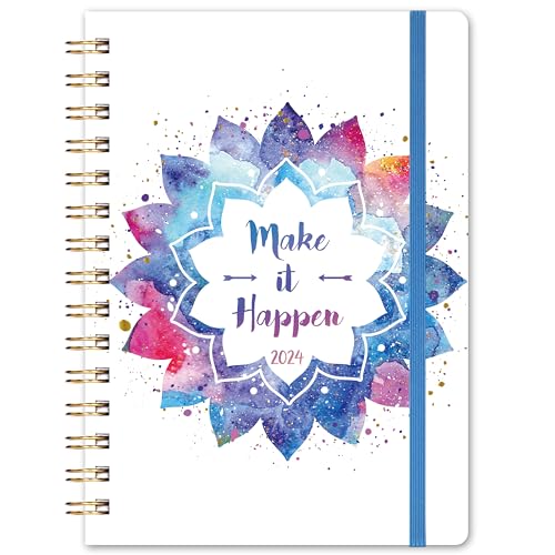 2024 Planner - Weekly &#x26; Monthly Planner 2024, 6.4&#x201D; &#xD7; 8.5&#x201D;, Jan 2024 - Dec 2024, Flexible Hardcover, Strong Twin-Wire Binding,12 Monthly Tabs, Inner Pocket, Perfect Organizer