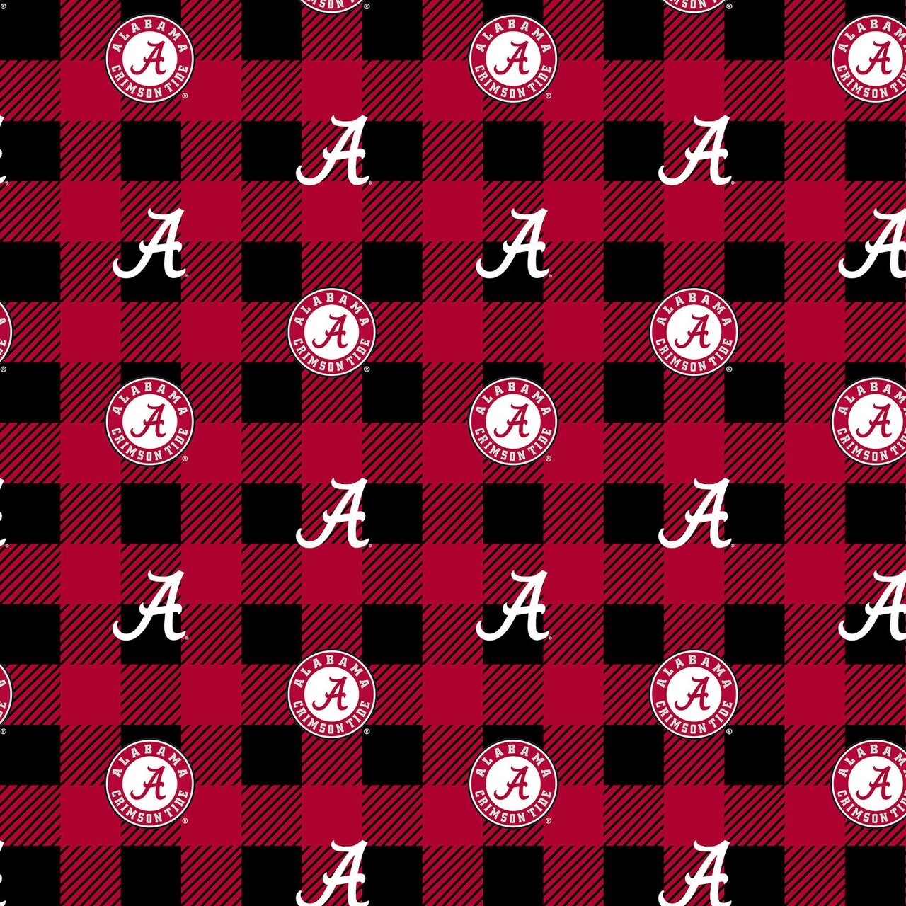 Sykel Enterprises-University of Alabama Fleece Fabric-Alabama Crimson Tide Buffalo Plaid Fleece Blanket Fabric-Sold by the yard