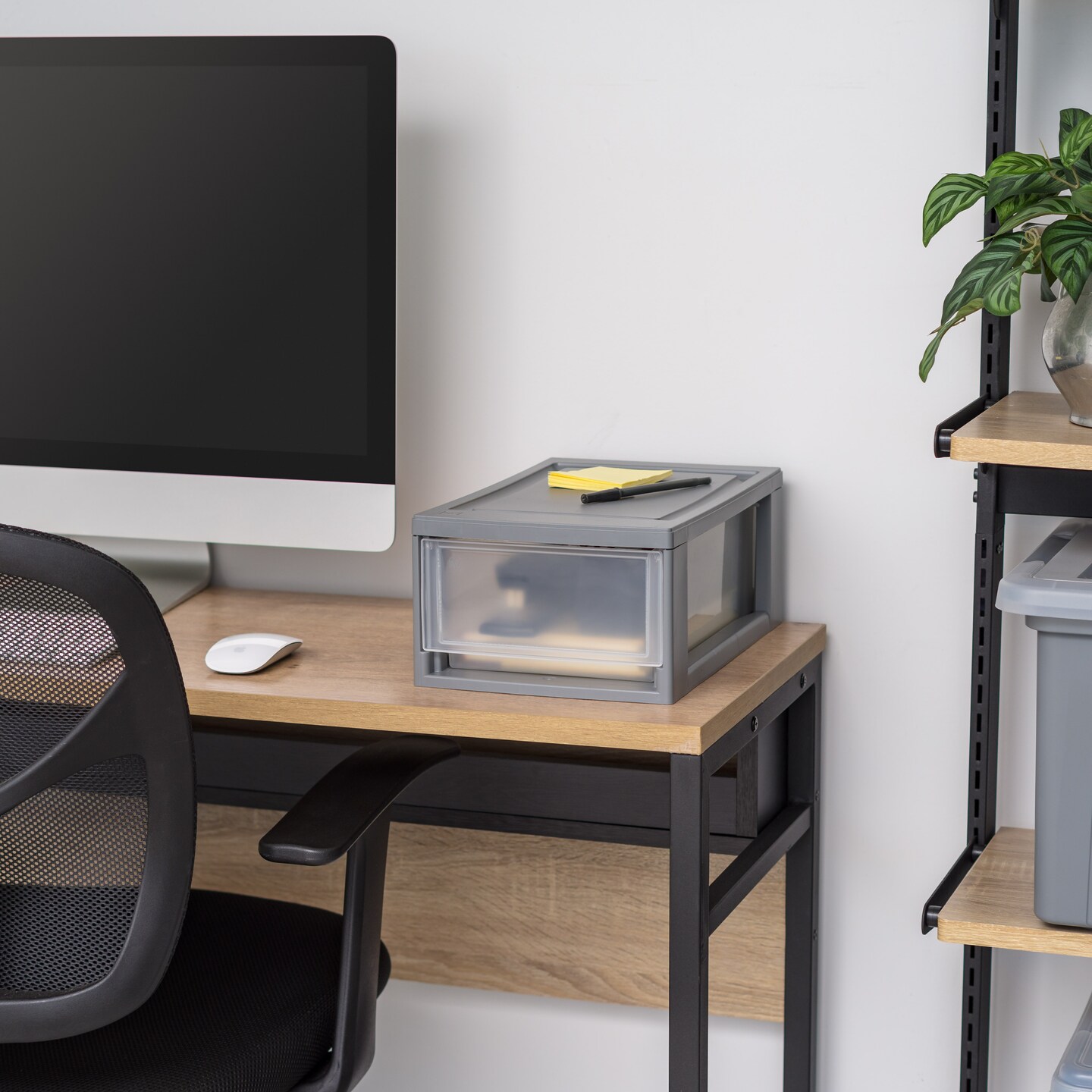 IRIS USA 5Pack Stackable Storage Drawer Box for Closet, School supplies, Gray