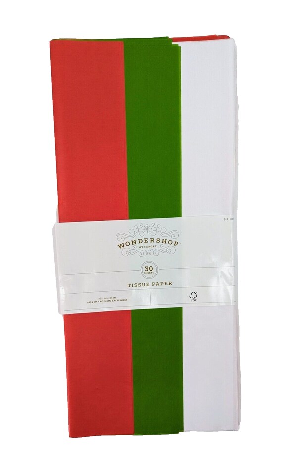 60 Sheets Red, Green &#x26; White Solid Christmas Tissue Paper