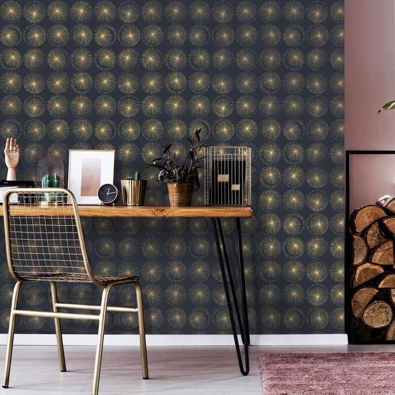 Tempaper &#x26; Co. Goodbye Moon Peel and Stick Wallpaper, Midnight Starburst, 28 sq. ft.