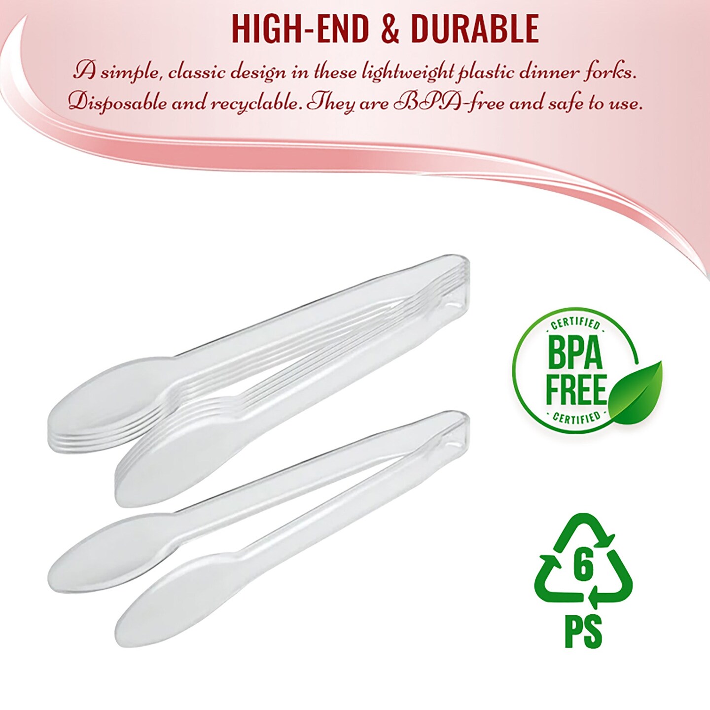 Clear Disposable Plastic Serving Tongs - 12&#x22; (48 Tongs)