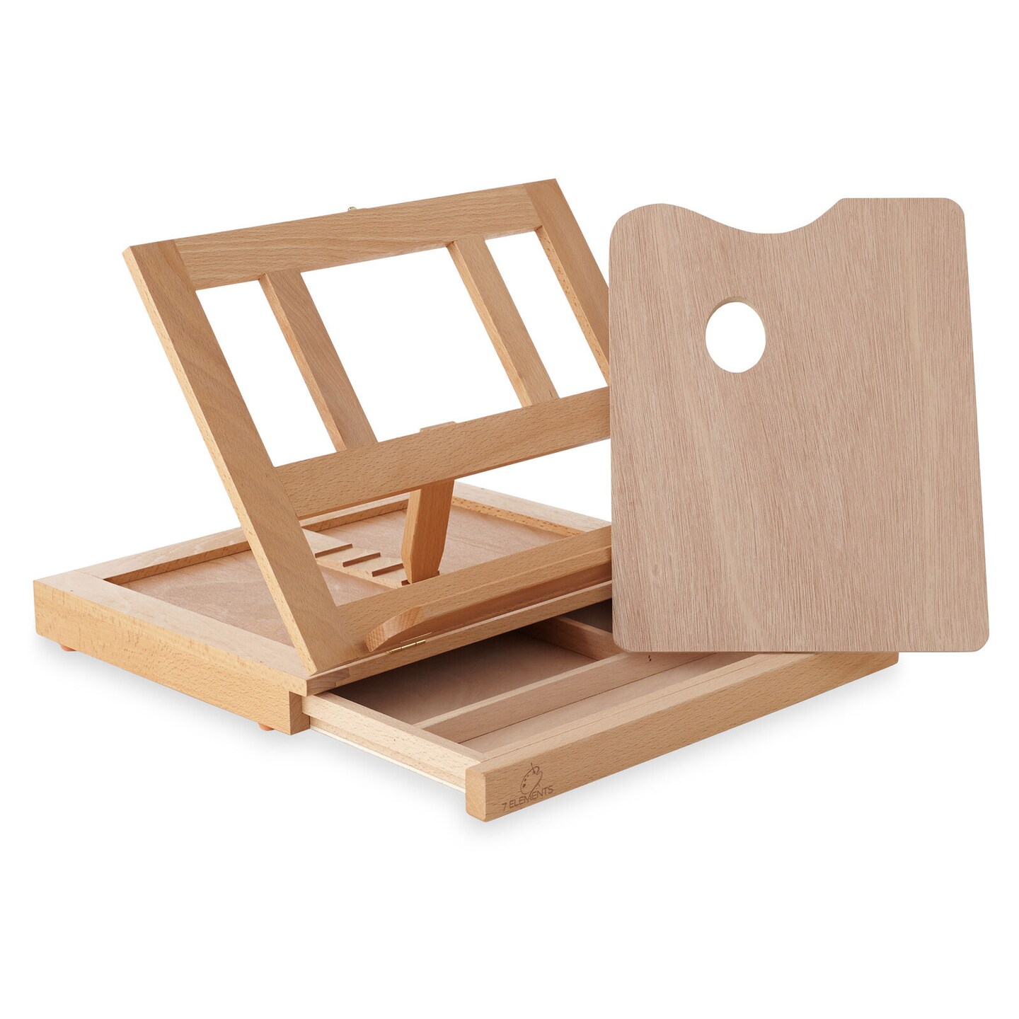 Adjustable Wood Tabletop Desktop Box Easel with Palette for Artists