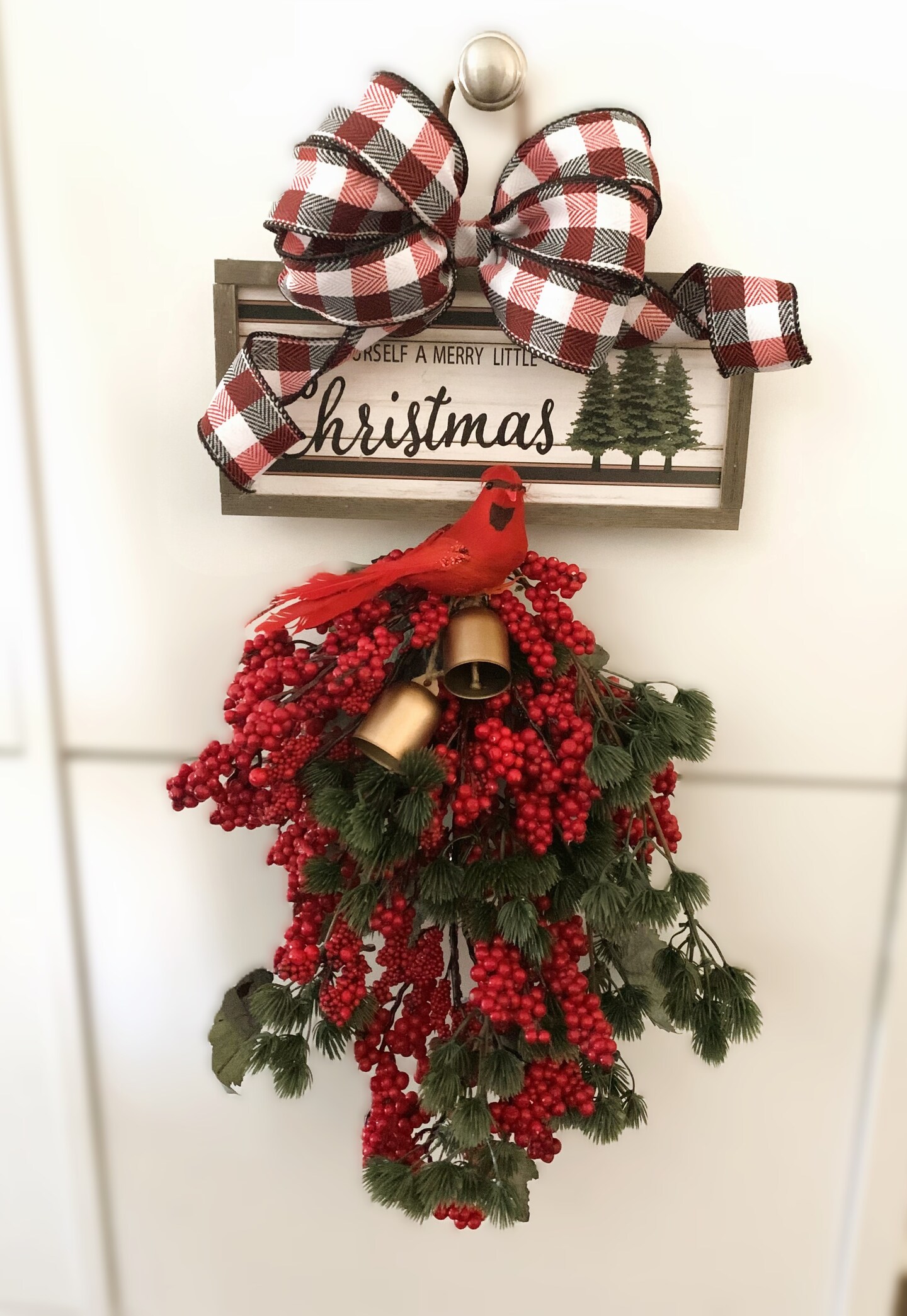 Christmas Swag Wreath, Japanese Pine Winter Berries, Jingle Bells