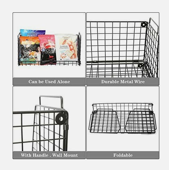 Food Storage Organizer With 3 Handles Stackable Pantry Baskets