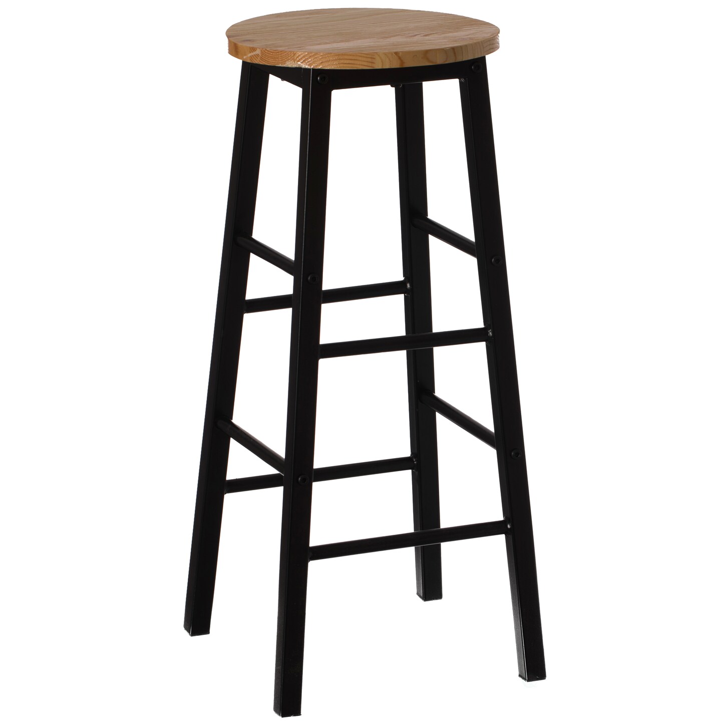 Wooden Rustic Round Bar Stool with Footrest for Indoor and Outdoor