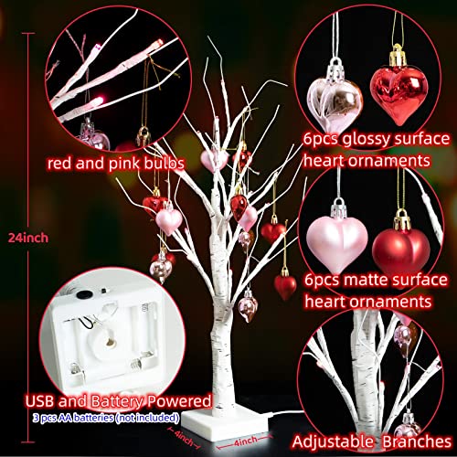  24 Inch Valentines Day Tree Decorations, Lighted