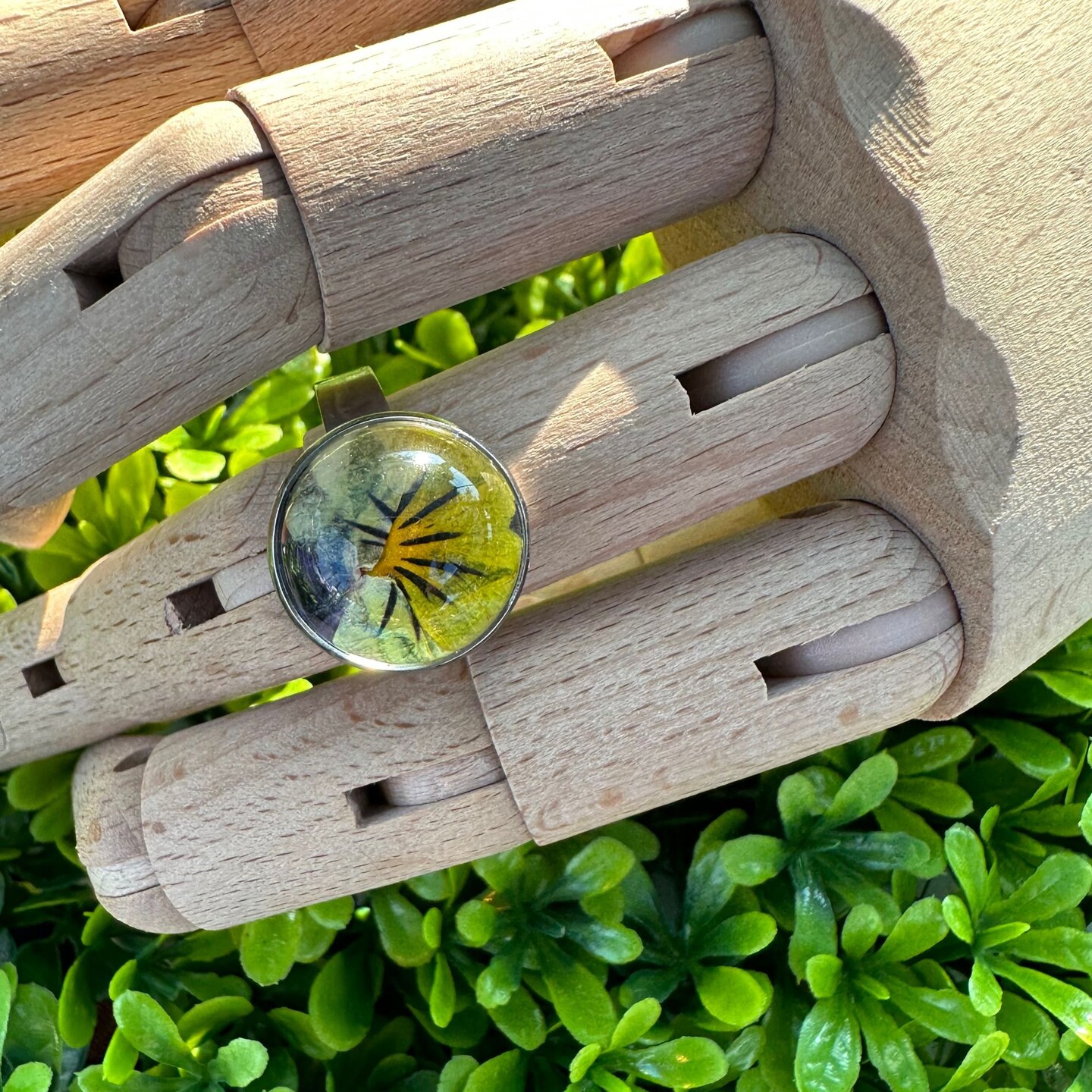 Dried Pressed Flowers Adjustable Stainless Steel Ring MakerPlace by Michaels