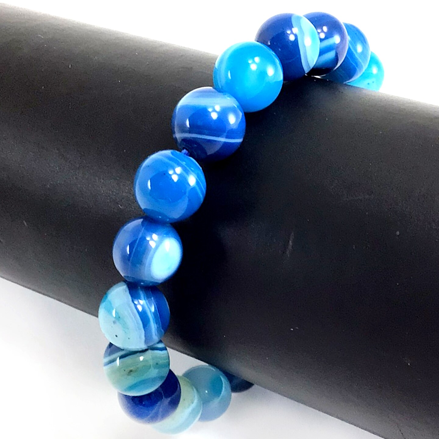 Blue Druzy Agate gemstones popular and Howlite Skull Stretch Bracelet