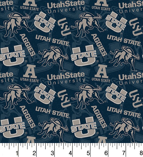Sykel Enterprises-Utah State University Cotton Fabric-Utah State Aggies Tone On Tone Cotton Quilting Fabric
