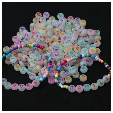 Glow in the Dark Beads, Acrylic Alphabet Beads, 4x7mm Colourful Letter Beads for Bracelet Necklace Jewellery Making Supplies, 500 pieces