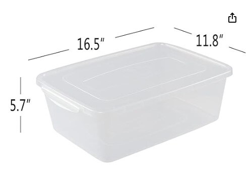16 Quart Clear Storage Bin with Lid, Shoe Box, and 2 Plastic Latch Boxes