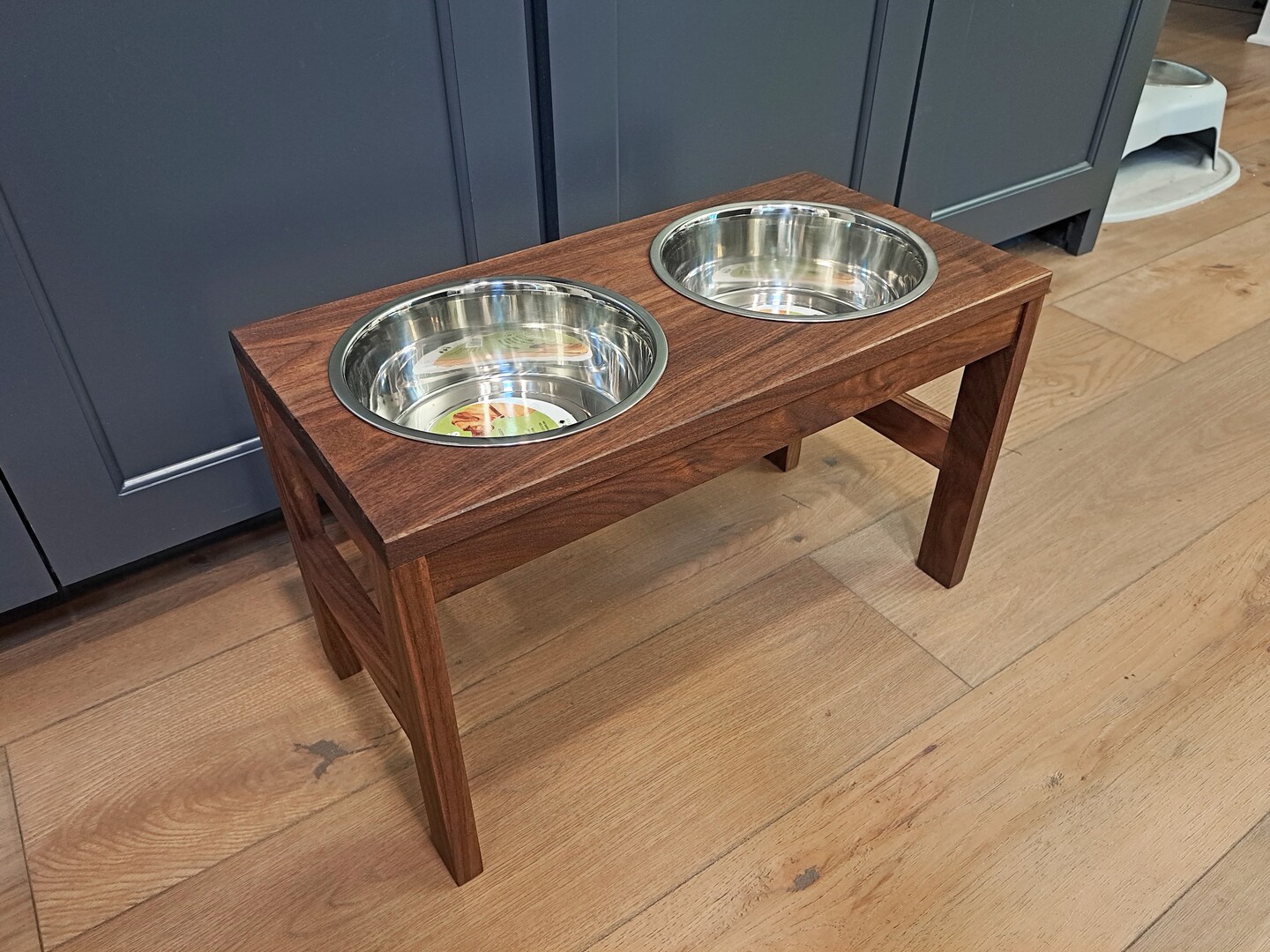 Walnut Pet Bowl Stand