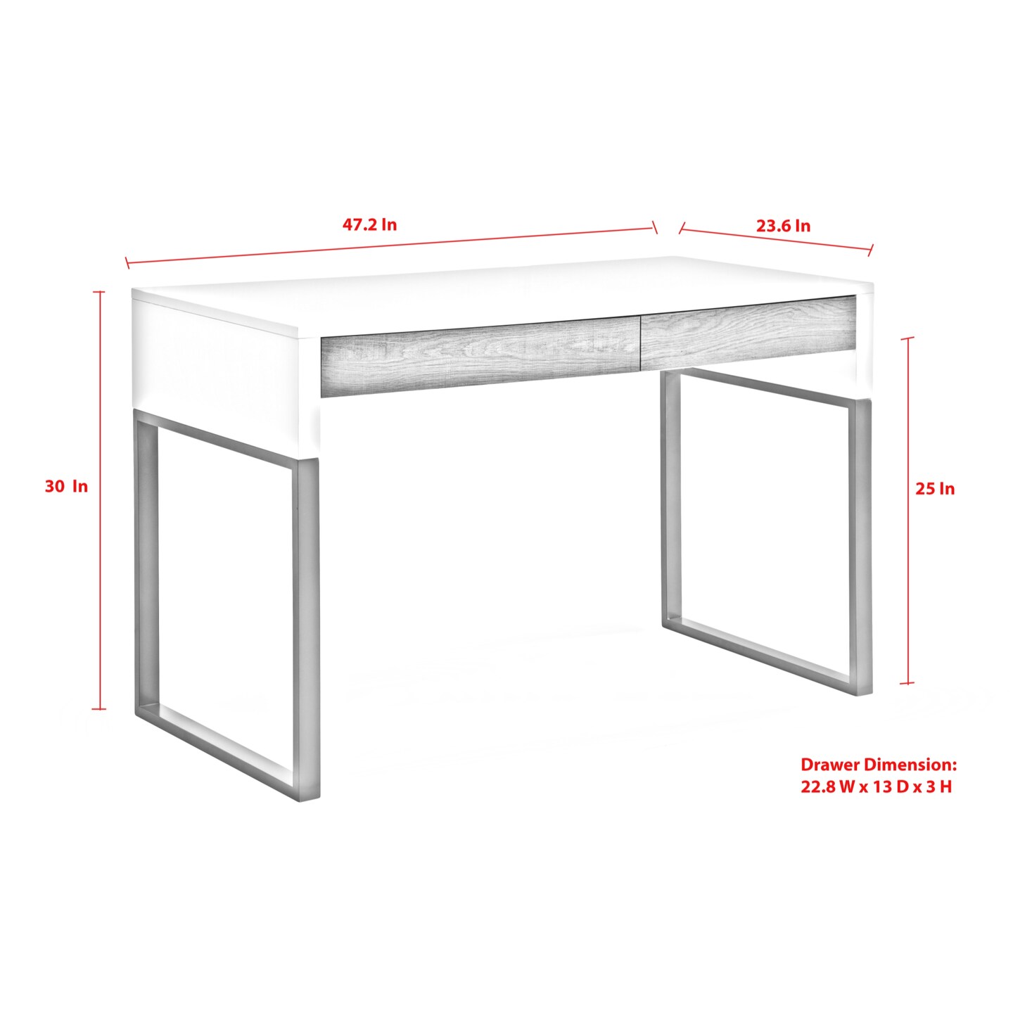 Olin Writing Desk With 2 Drawers