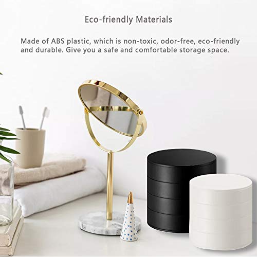 Jewelry Organizer, Small Jewelry Storage Box Earring Holder for Women, 5-Layer Rotating Travel Jewelry Tray Case with Lid for Bracelets Rings Bracelets, Gift for Women Teen Girls(White)