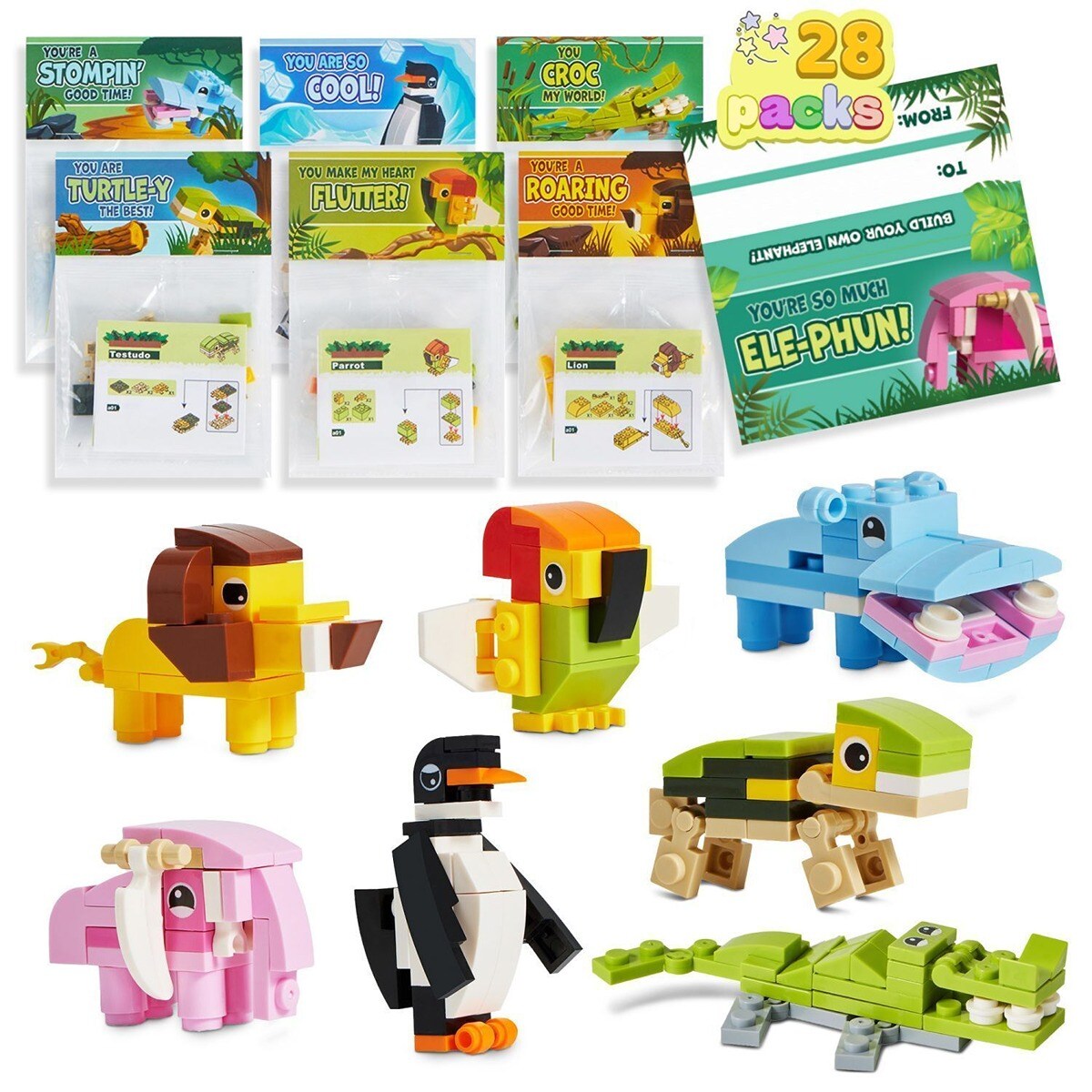 Plastic Animal Building Blocks with Gift Cards for Valentine&#x27;s Gift