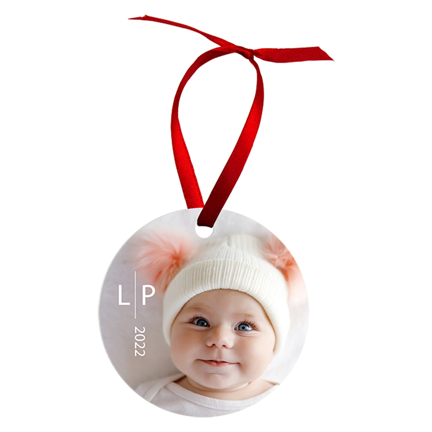 Unisub Round Sublimation Ornaments With White Ribbons White Gloss Coating  For Heat Press Personalized Christmas Sublimation Ornament Blanks For -  2.75 Metallic 1-Sided