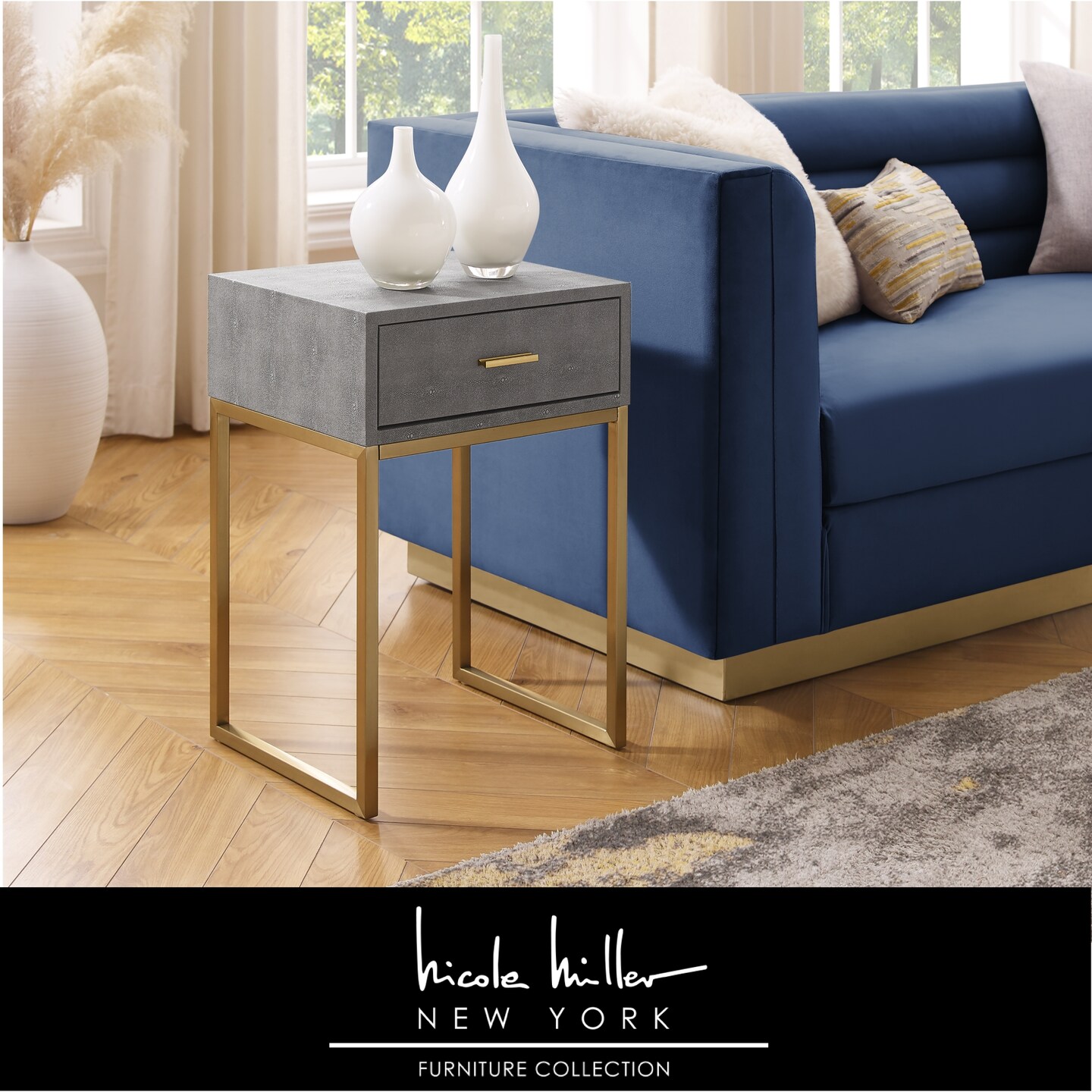 Landan Faux Shagreen End Table