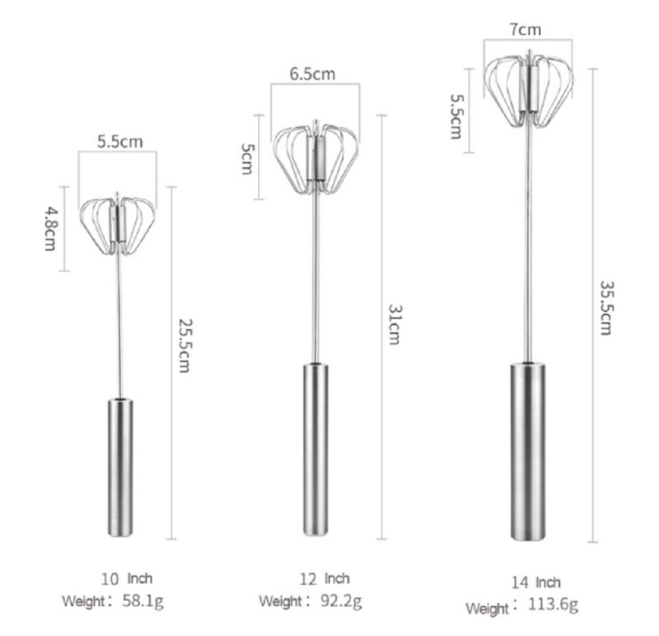 Semi-automatic stainless steel egg whisk, Effortless blending with a hand push design.