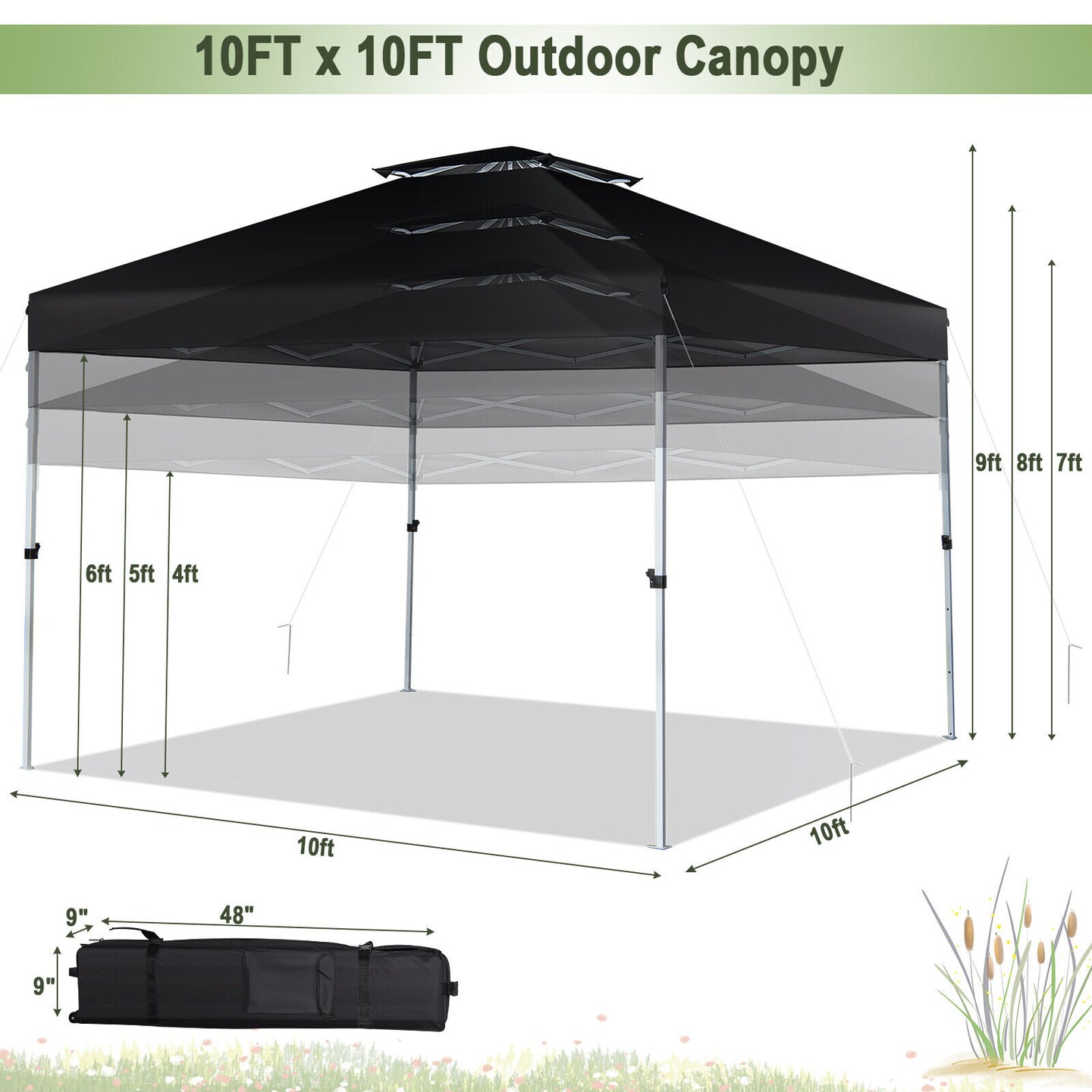 2-Tier Pop-up Canopy Tent with Wheeled Carry Bag