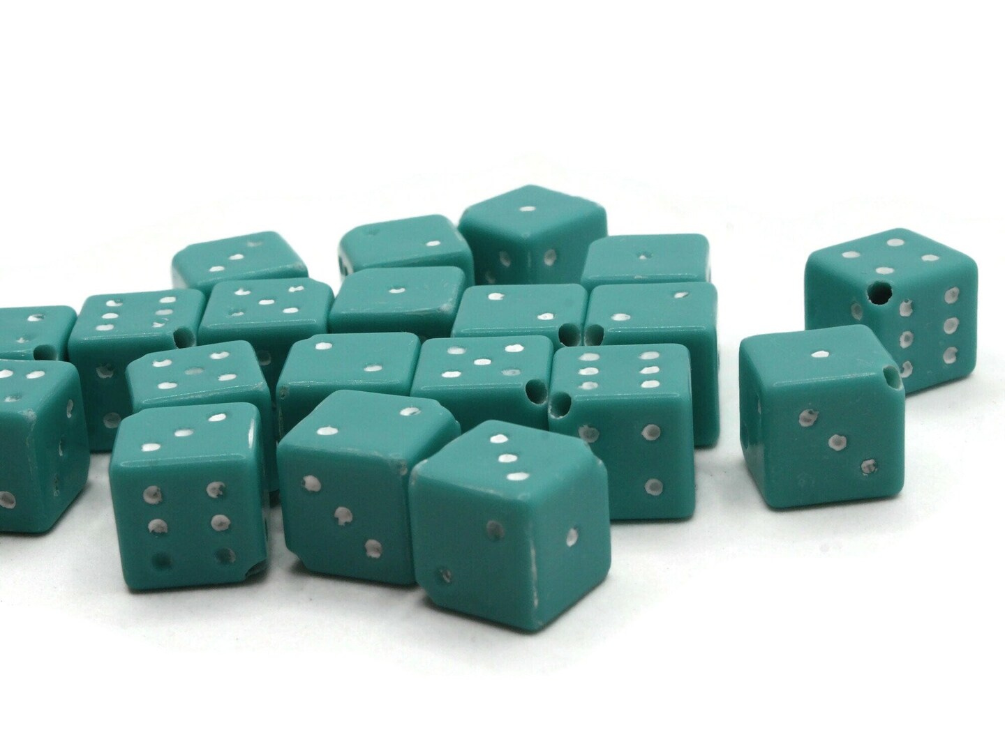 20 13mm Opaque Sky Blue Plastic Dice Beads