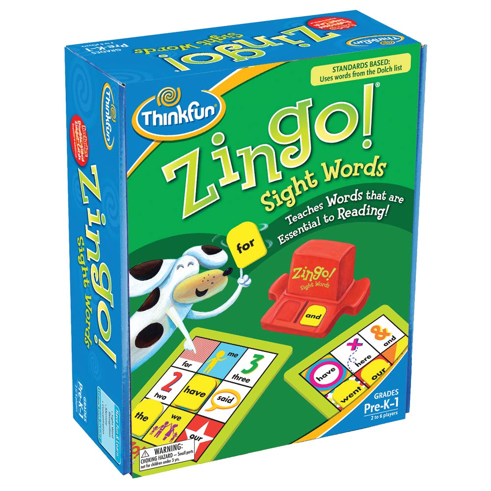 Zingo Sight Words Award Winning Early Reading Game for Pre-K to 2nd Grade - Toy of the Year Finalist, A Fun and Educational Game Developed by Educators for Boys and Girls, Multicolor