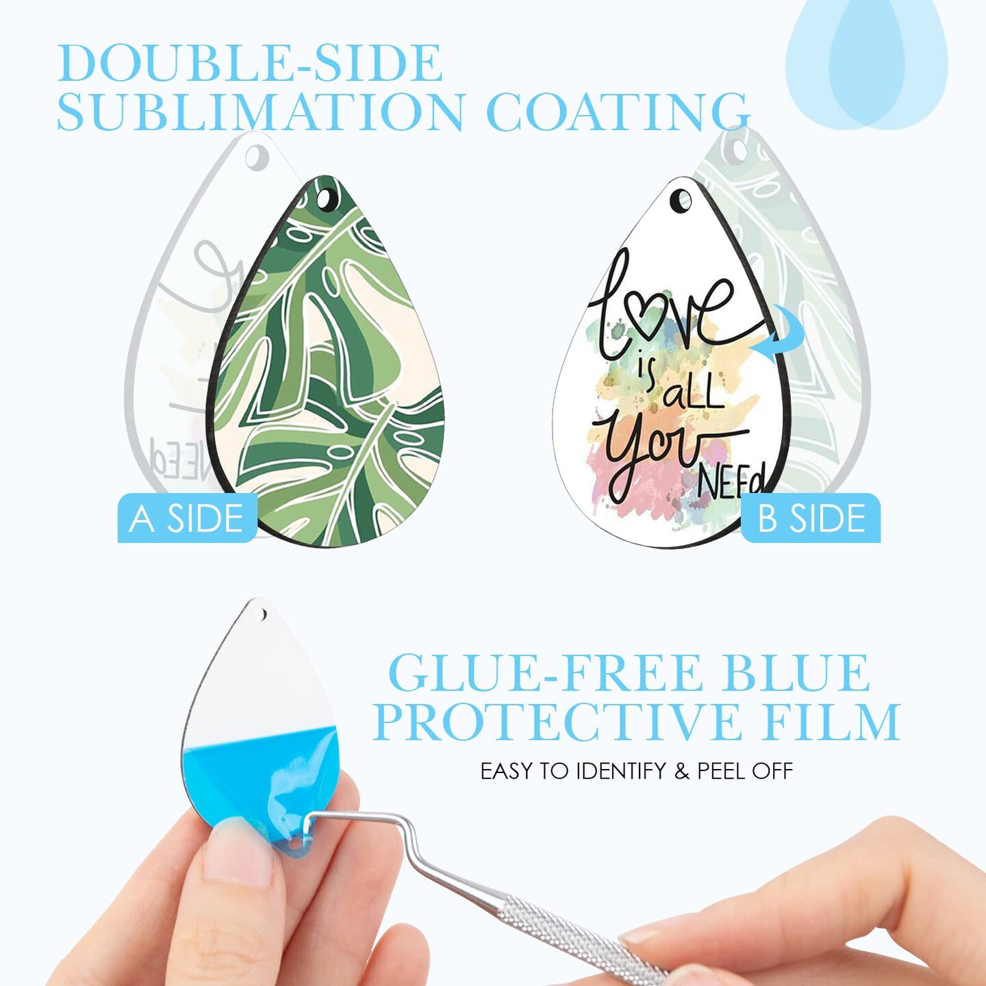 YGAOHF 1.8 Inch Large Sublimation Earring Blanks Bulk - Lightweight Wood  Earrings Blanks with Protective Film, Unfinished MDF Teardrop Earrings for