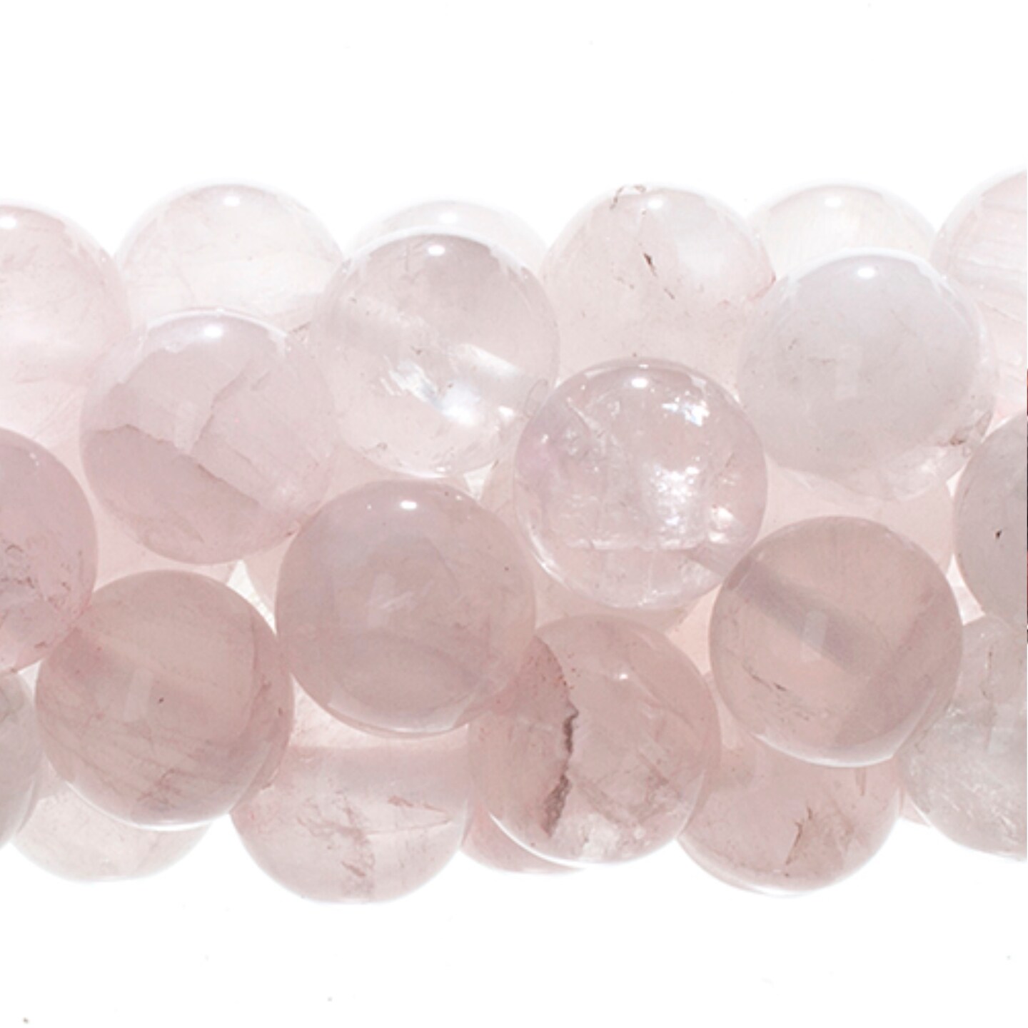 Earth&#x27;s Jewel Semi-Precious 10mm Rose Quartz Natural Round Strung Bead
