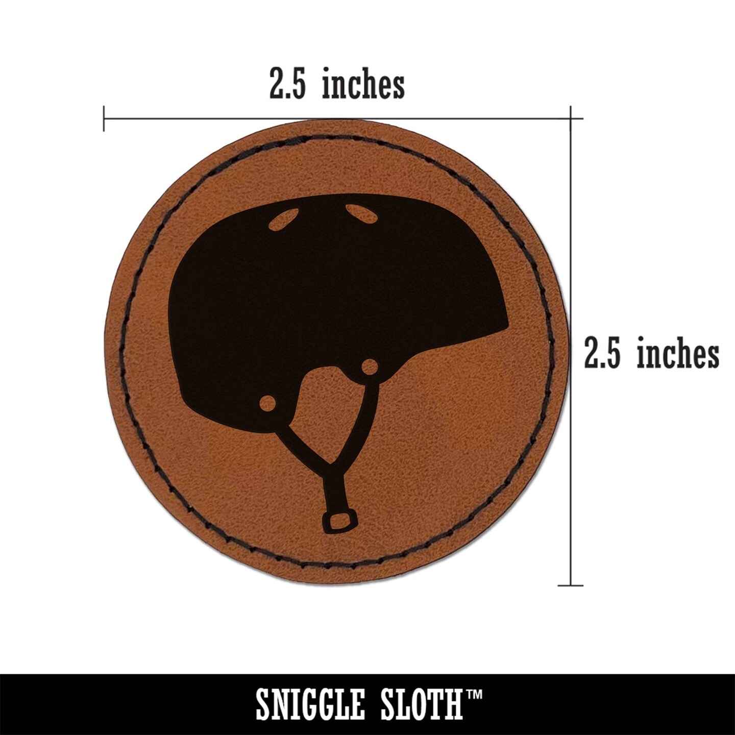 Skateboarding Sports Helmet Round Iron-On Engraved Faux Leather Patch Applique - 2.5&#x22;