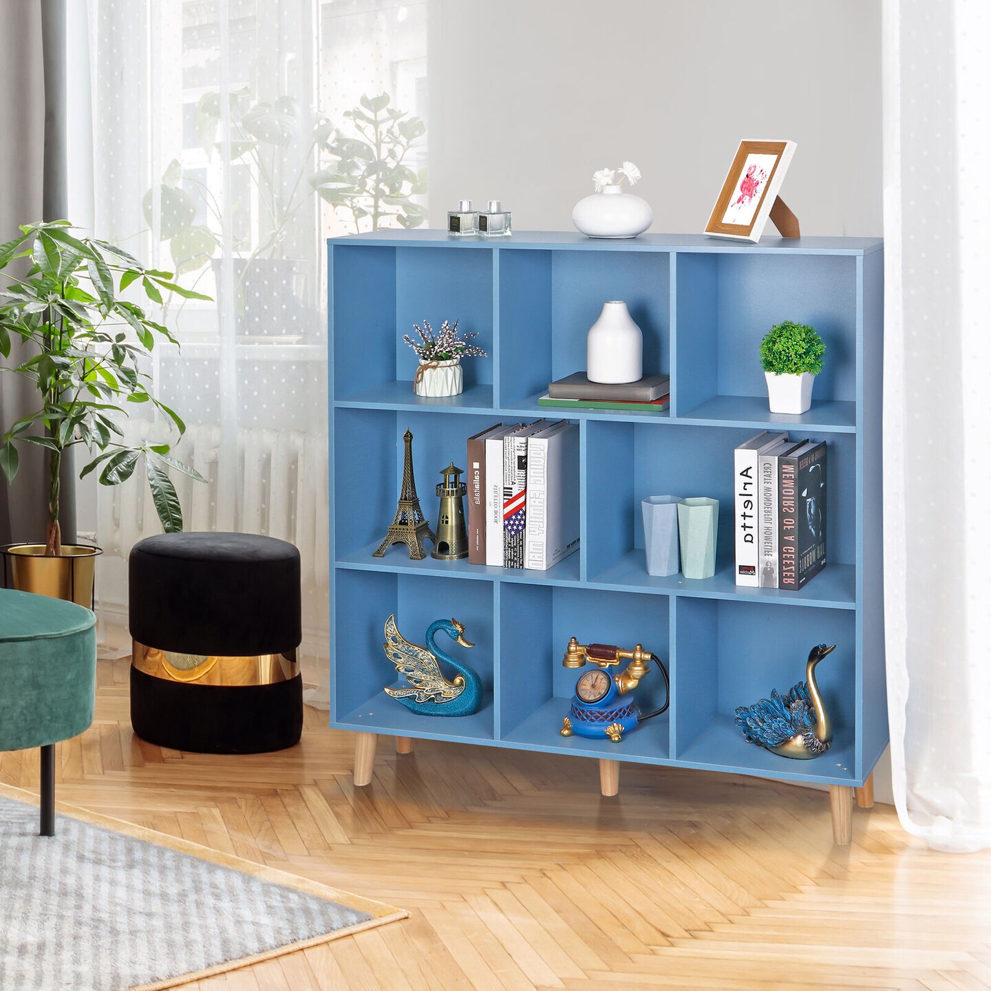 3-Tier 8 Cube Wood Open Shelf Bookcase Storage Organizer.