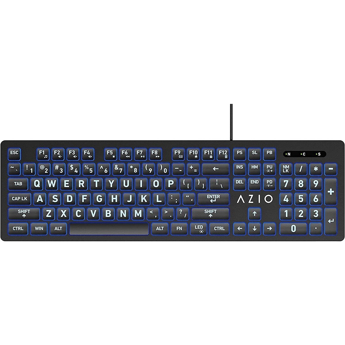 Azio Large Print Keyboard with 3 Interchangeable Backlight