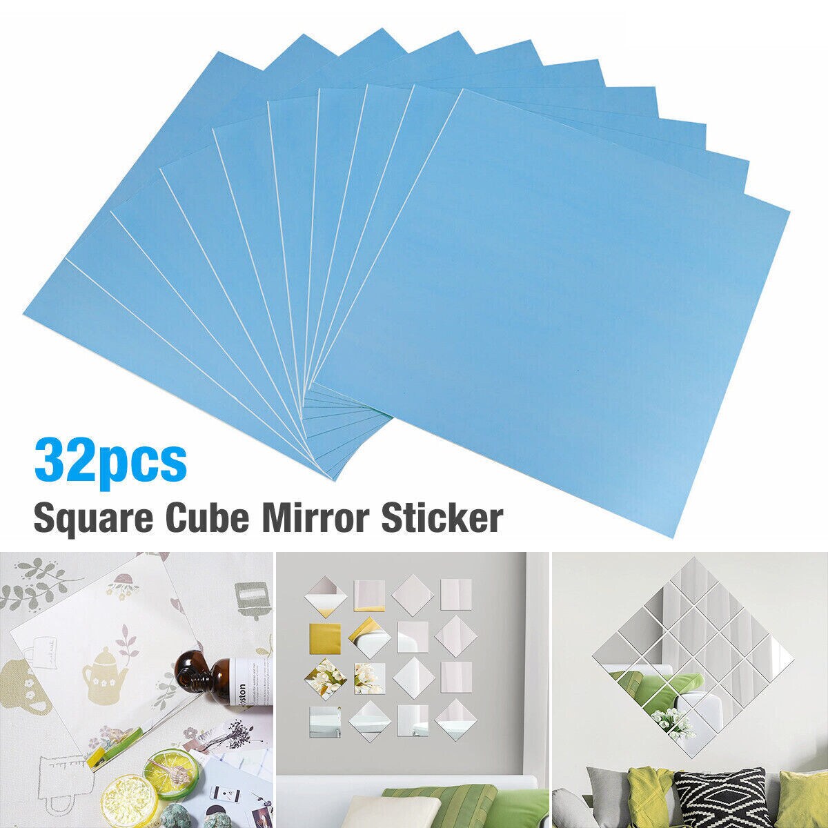 Adhesive Flexible Mirror Sheet 32 pcs