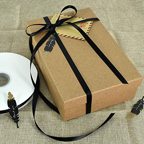 TONIFUL 3/8 Inch x 100yds Black Satin Ribbon Thin Solid Fabric Ribbons Roll for Gift Wrapping Invitation Floral Hair Balloons Craft Sewing Party Wedding Popsicles Decoration Valentine&#x27;s Day Bouquet
