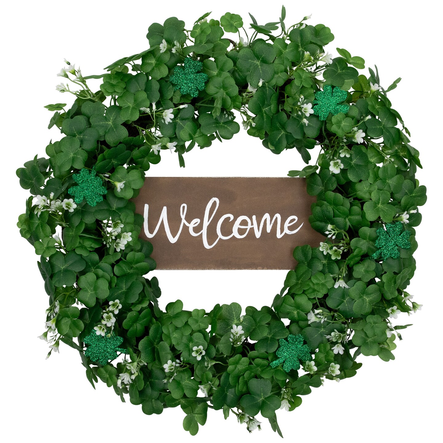 Northlight Shamrock Welcome St. Patrick's Day Twig Wreath - 20" - Unlit