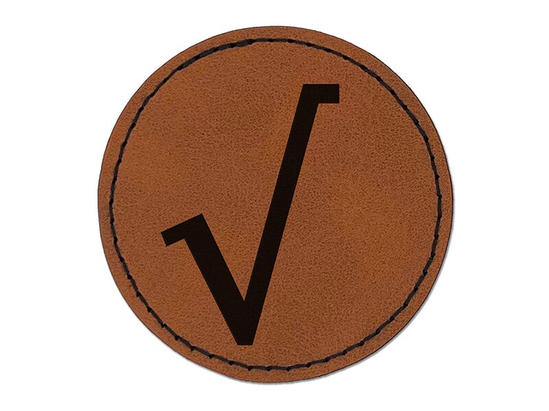 Square Root Math Symbol Round Iron-On Engraved Faux Leather Patch ...