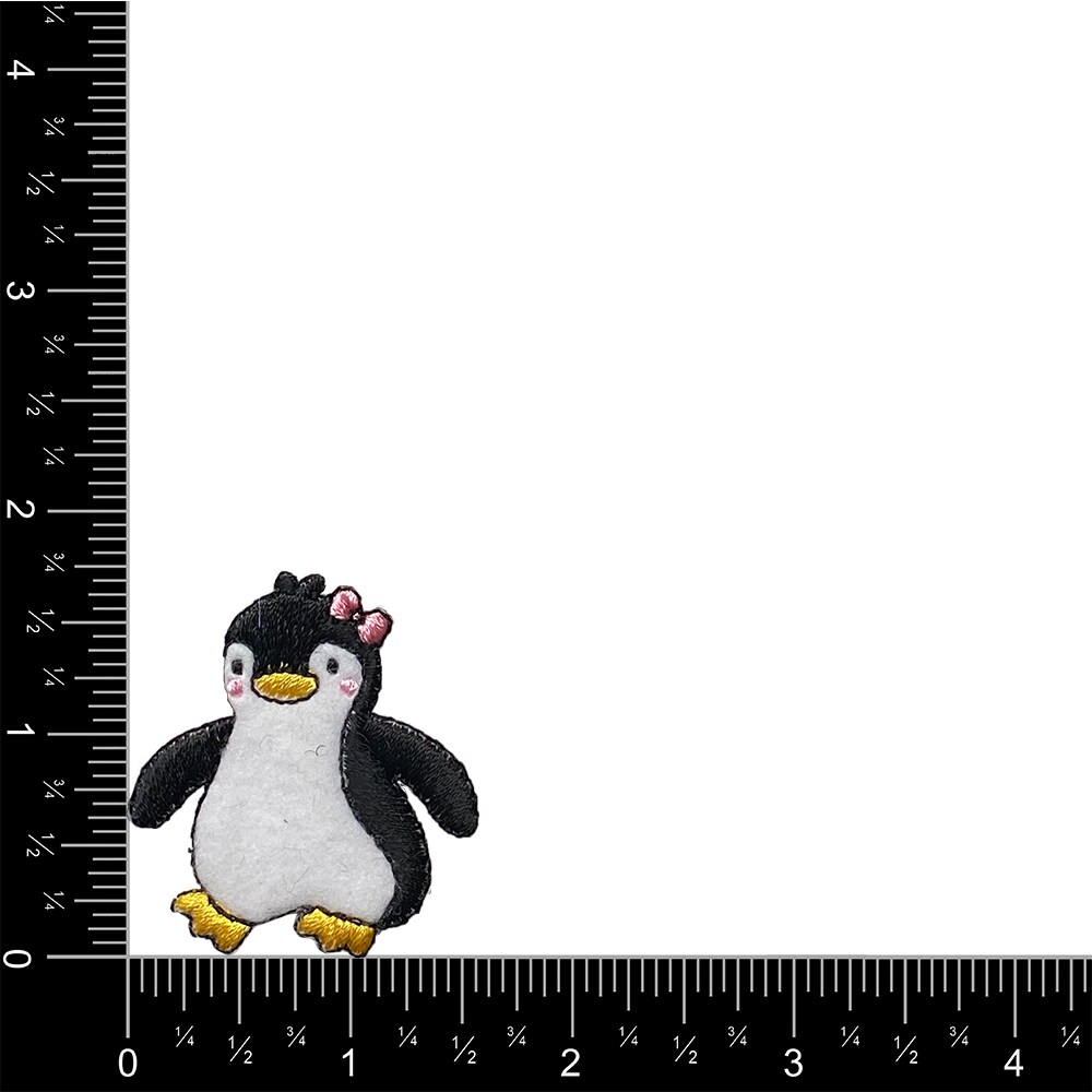 Girl Penguin, Pink Bow, Embroidered, Iron on Patch
