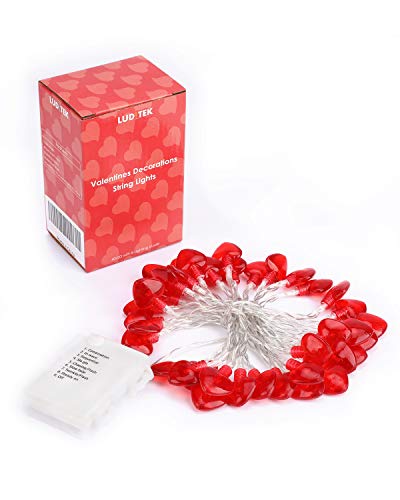 14.5ft 40 LED Valentines Day Decorations String Lights, Heart Shape Hanging Garland Valentines Day Decor for Indoor Outdoor Home Room Party Wedding