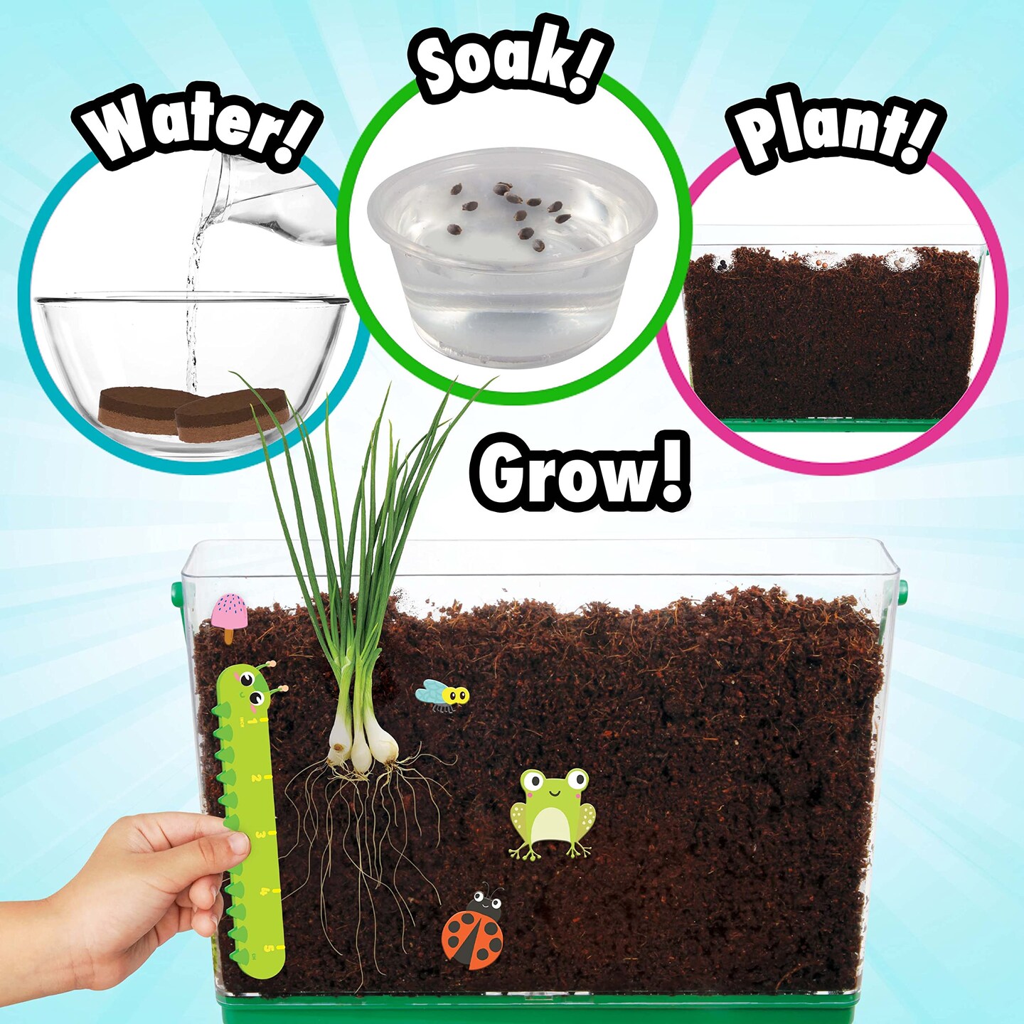 Miracle GRO My First Root Viewer- Decorate & Plant Your Own Garden - Science Kit for Kids - Soil & Vegetable Seeds Included - STEM Educational Teens Kids Gardening Set Age 6+, Multicolor