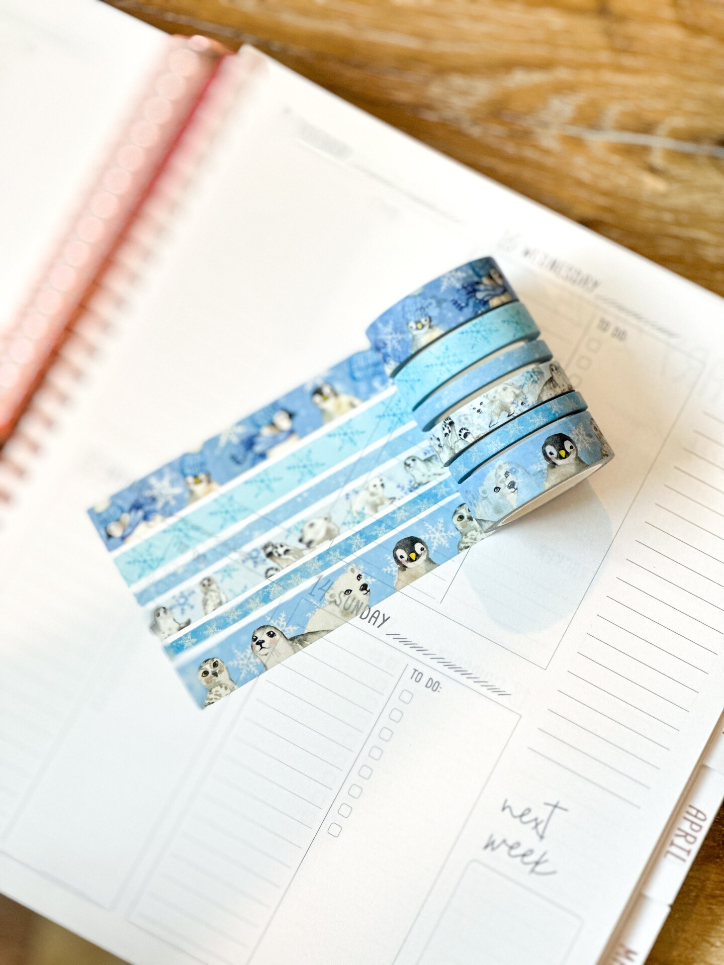 Snow Animals Penguins Polar Bears Seals Winter Arctic Animals Washi Tape Set January 2024 - W099