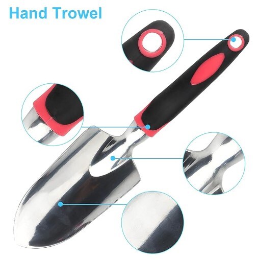 Garden Tool Set, 3PCS Heavy Duty Aluminum Gardening Tools with Soft Non-Slip Ergonomic Handle, Including Hand Trowel, Transplant Trowel, and Cultivator Hand Rake, Ideal for Planting, Digging, and Harvesting