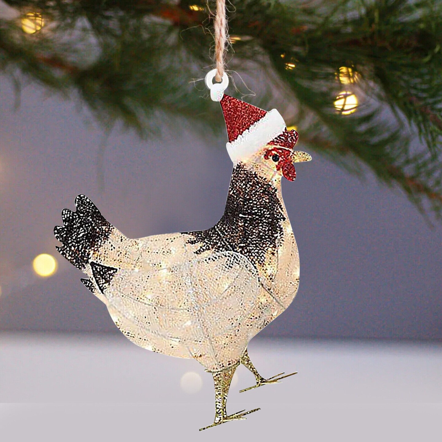 Kitcheniva Acrylic Christmas Chicken Hanging Ornament 4 Pcs