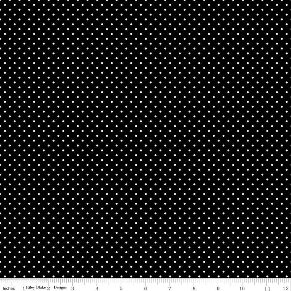 Cotton Fabric by the yard -- White Swiss (Polka) Dots - Black Background -- Ref. C670-110 BLACK, Swiss Dot Collection by Riley Blake Designs®